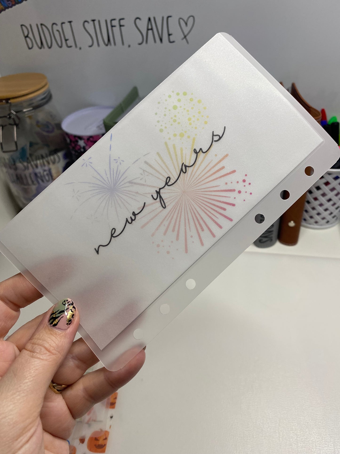 New Years A6 Vellum Wallet, Cash Stuffing