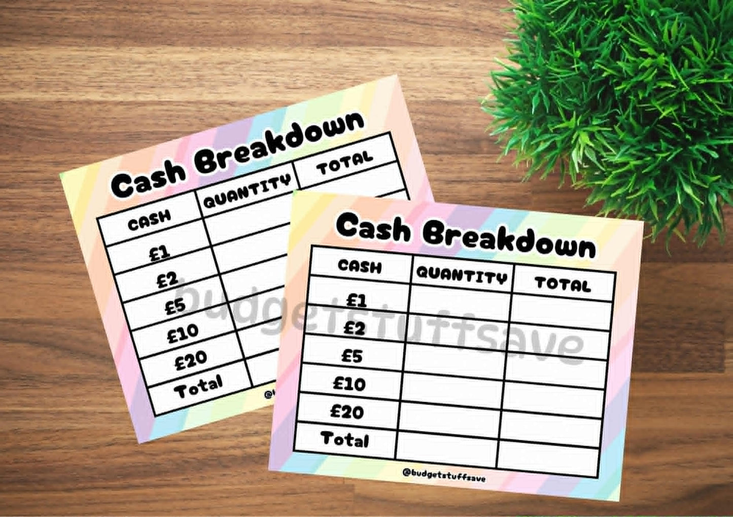 Cash Breakdown Bank Slip DIGITAL DOWNLOAD
