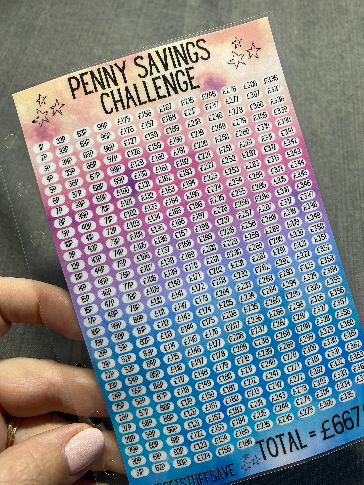 Penny Savings Challenge Leap Year Edition Blue Clouds