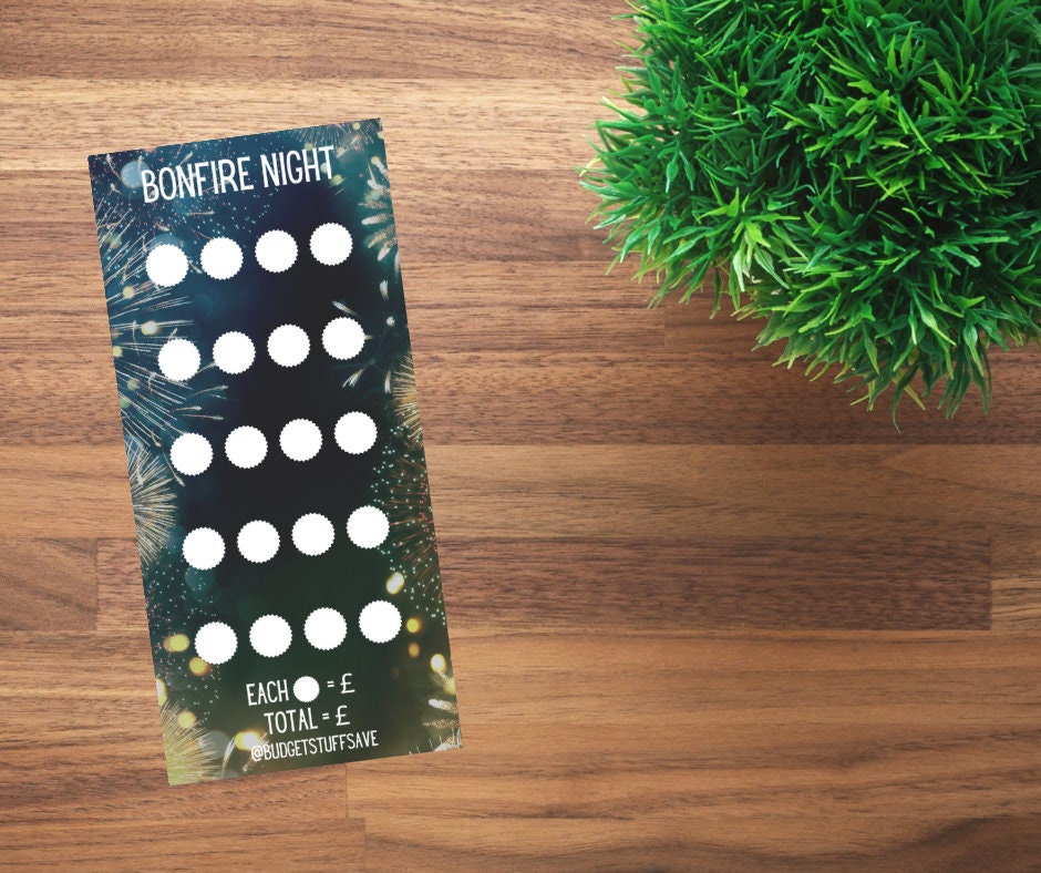 Bonfire Night, Fireworks Savings tracker, Cash Stuffing, Budgeting, Save, Tracker, Finance, Incremental, Progressive, Money-saver