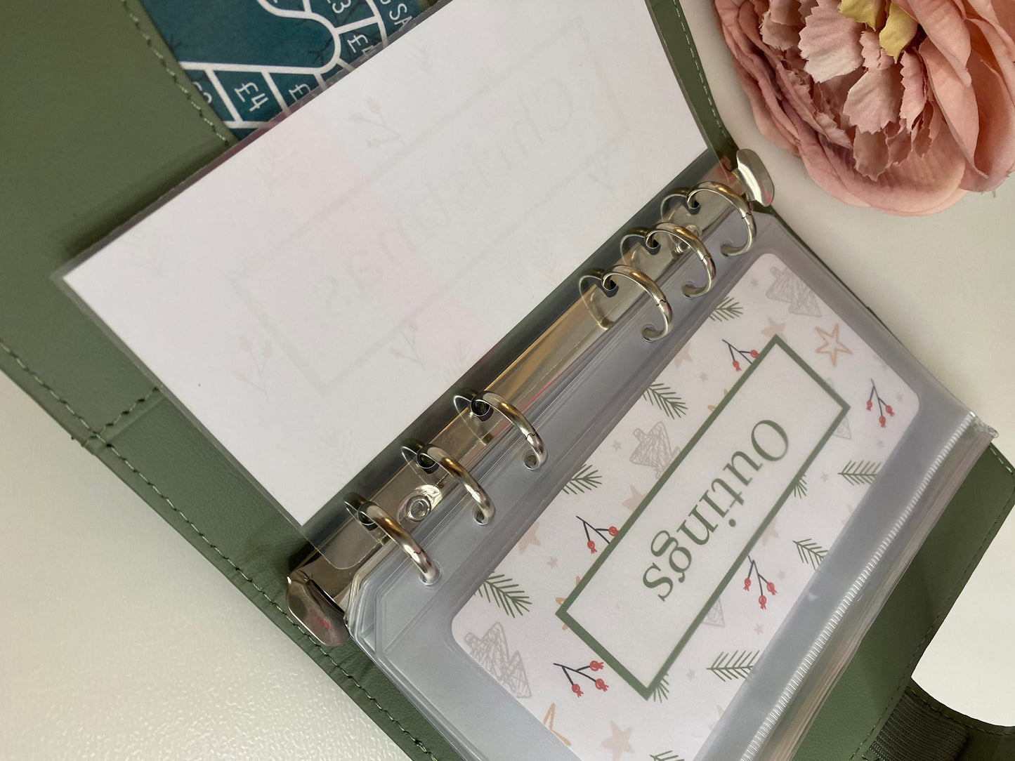 Sage Green Christmas Binder with inserts, The perfect organisational tool for a stress free Christmas, gifts, stockings, food, decorations