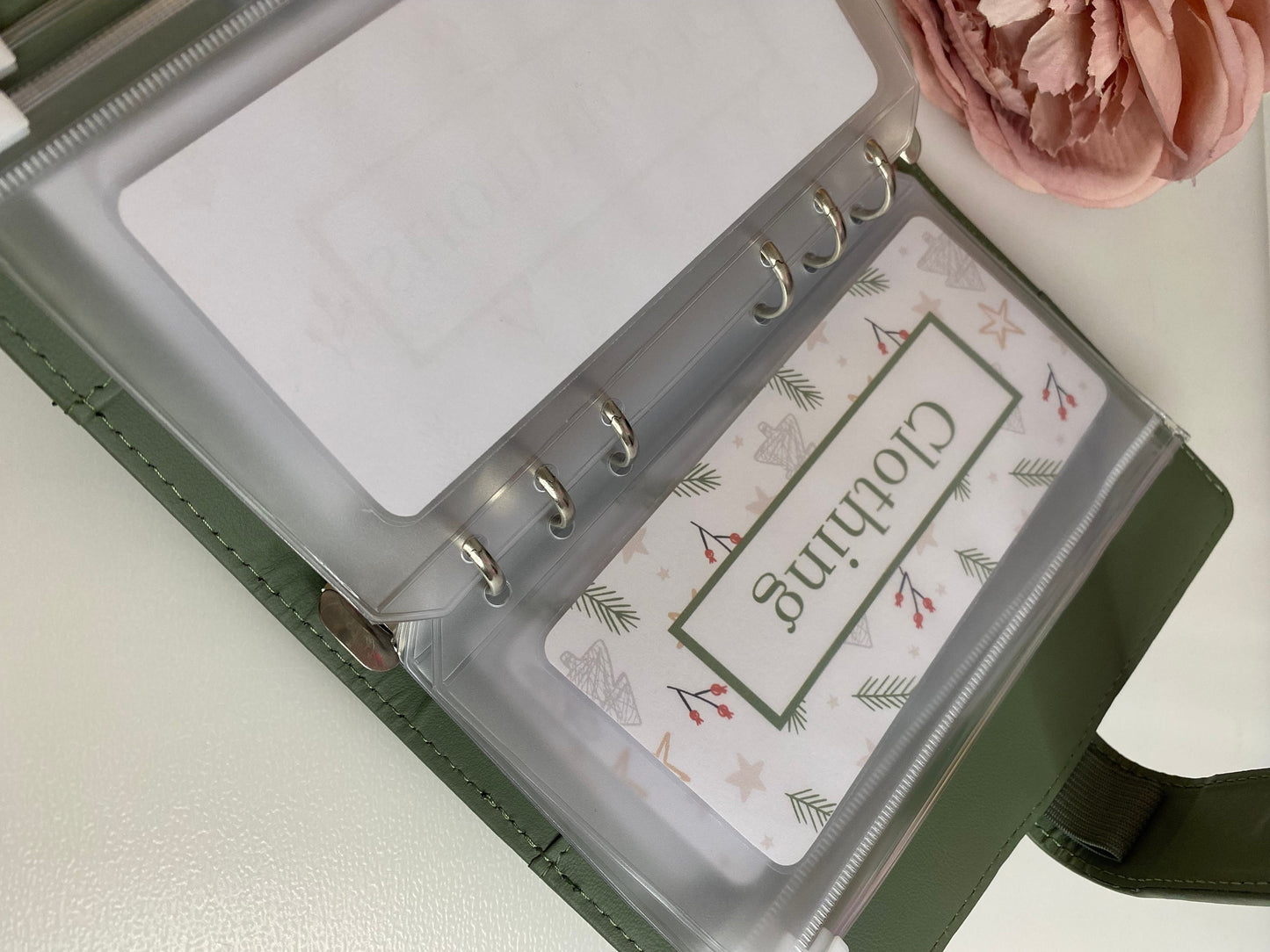 Sage Green Christmas Binder with inserts, The perfect organisational tool for a stress free Christmas, gifts, stockings, food, decorations