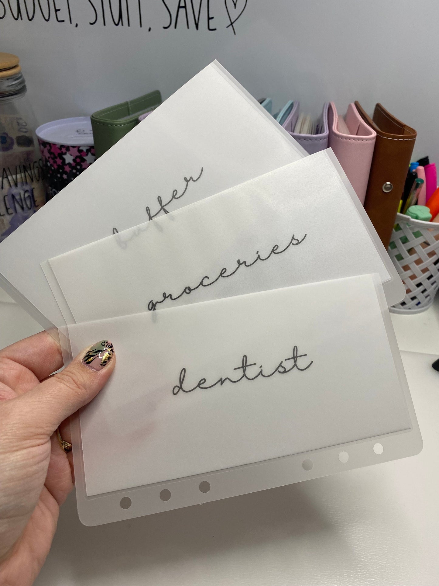 Plain Vellum Wallets (Personalised) Cash Stuffing, Budgeting