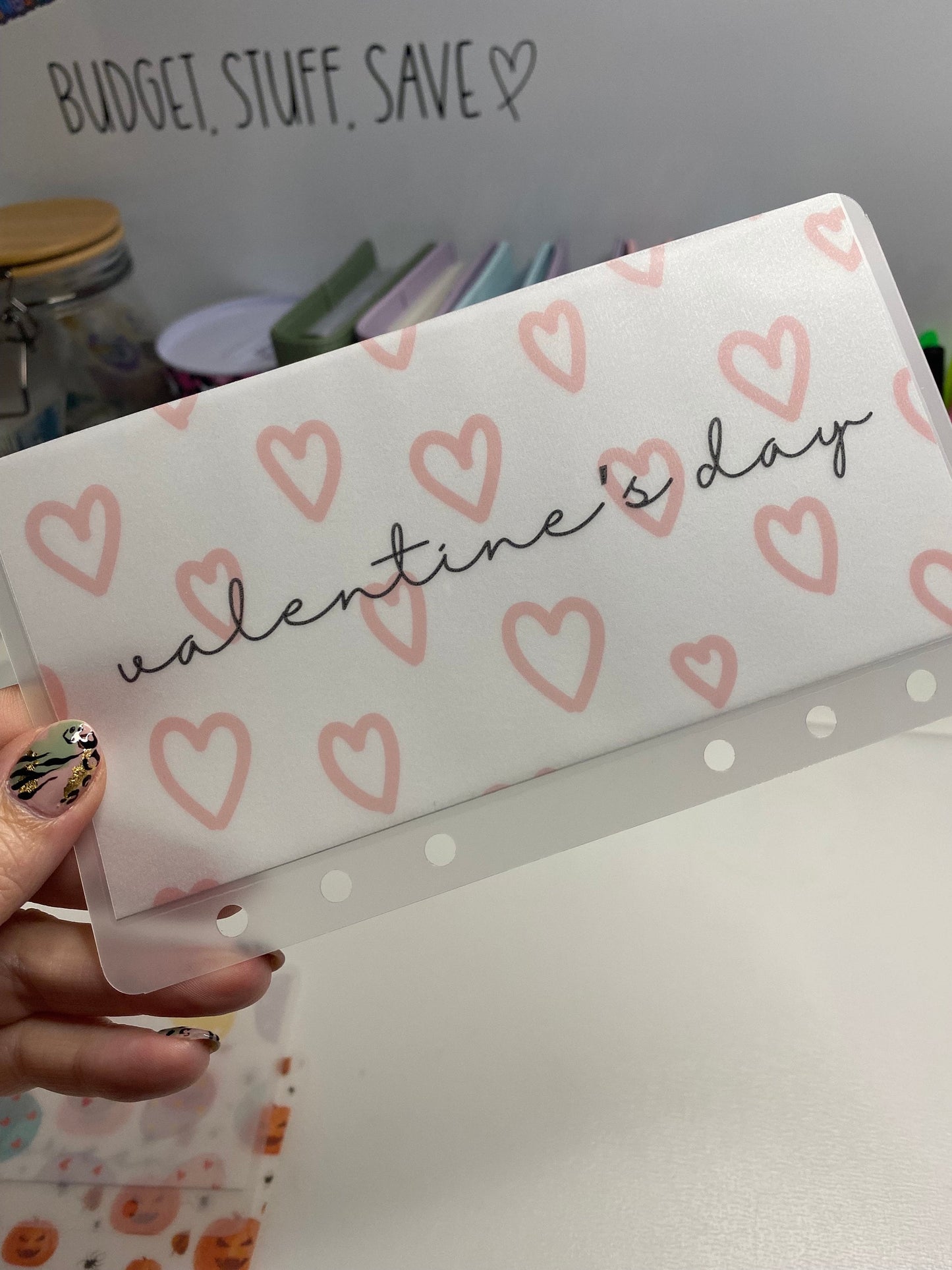 Valentines Day Vellum Wallet, Cash Stuffing, Budgeting