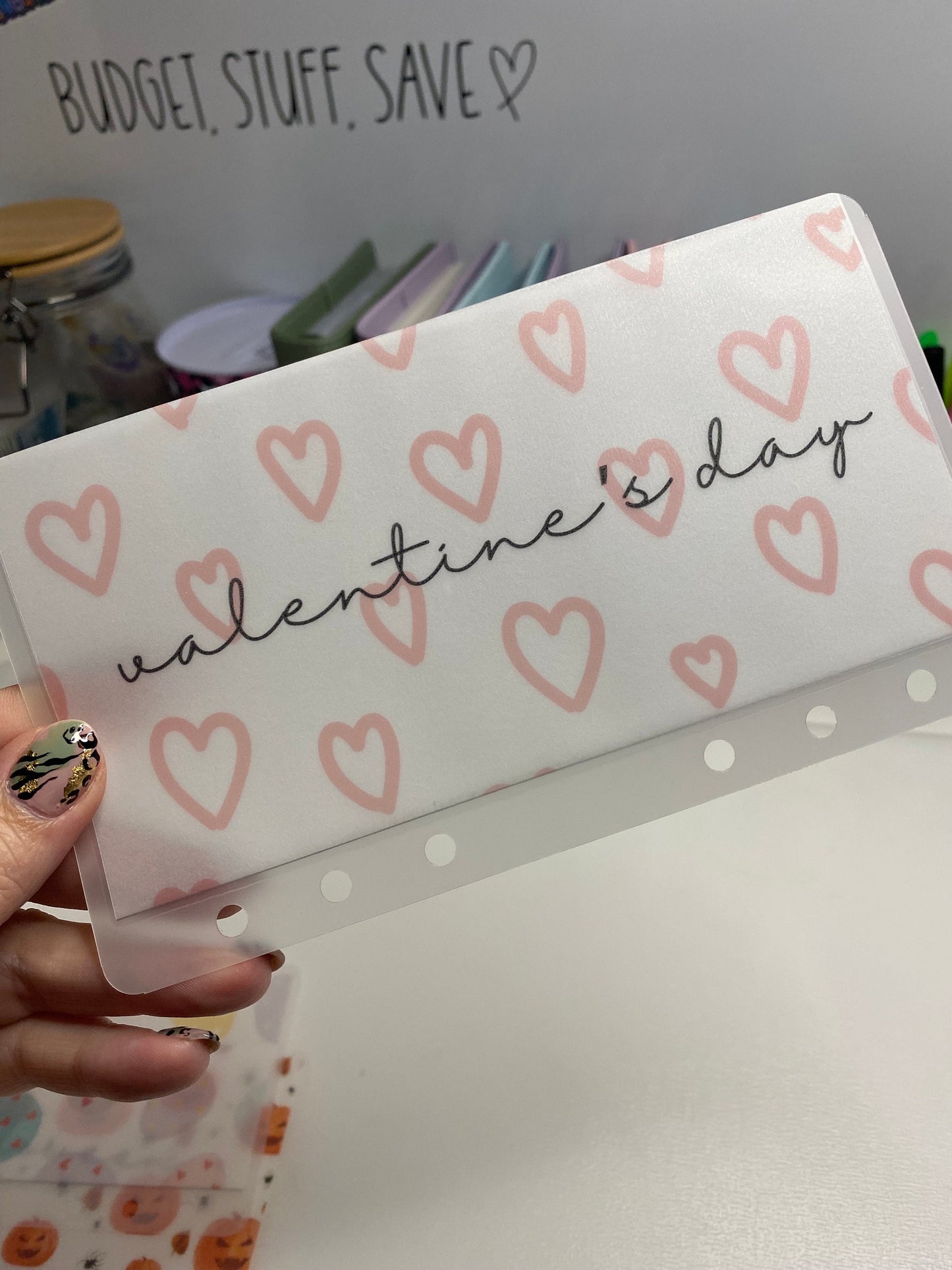 Valentines Day Vellum Wallet, Cash Stuffing, Budgeting