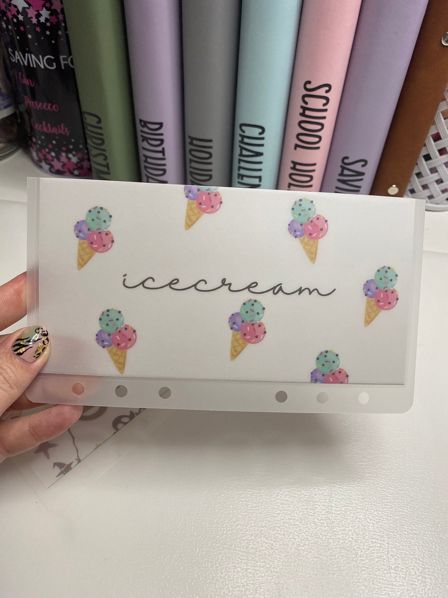 Ice cream Vellum Wallet and Tracker, Cash Stuffing