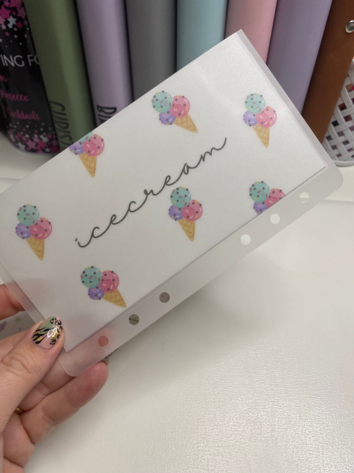 Ice cream Vellum Wallet and Tracker, Cash Stuffing