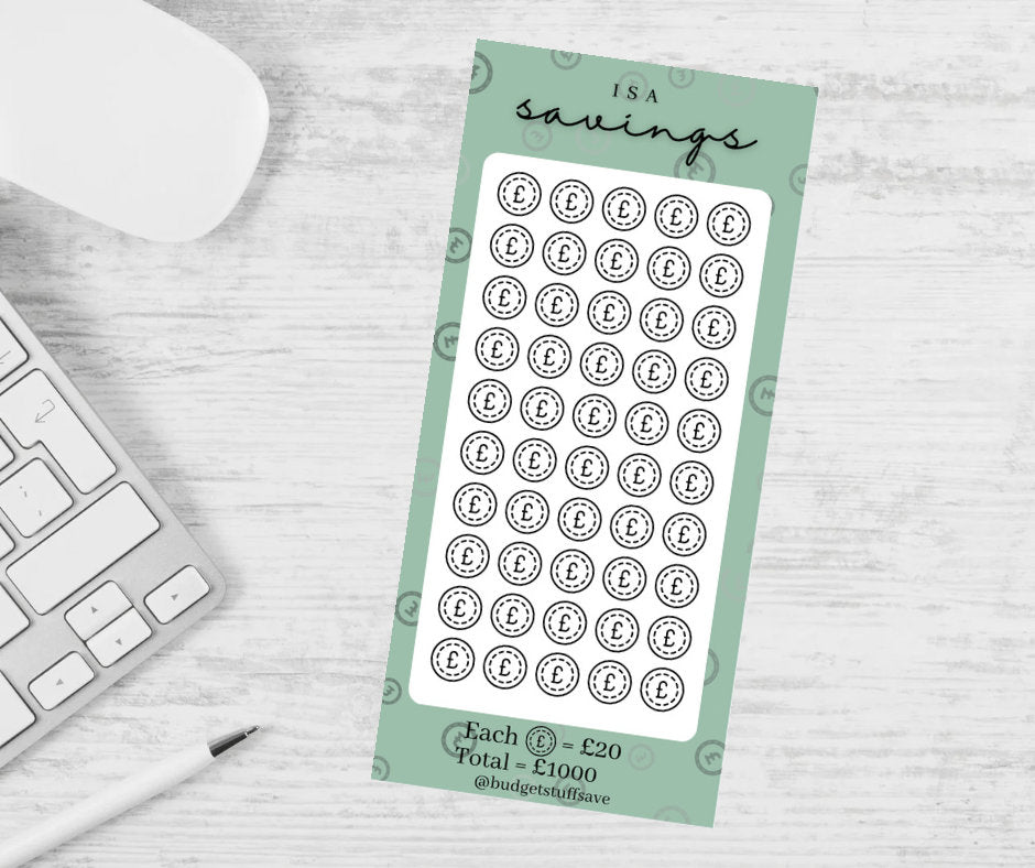 ISA Savings Tracker and vellum wallet, cash Stuffing, Budgeting