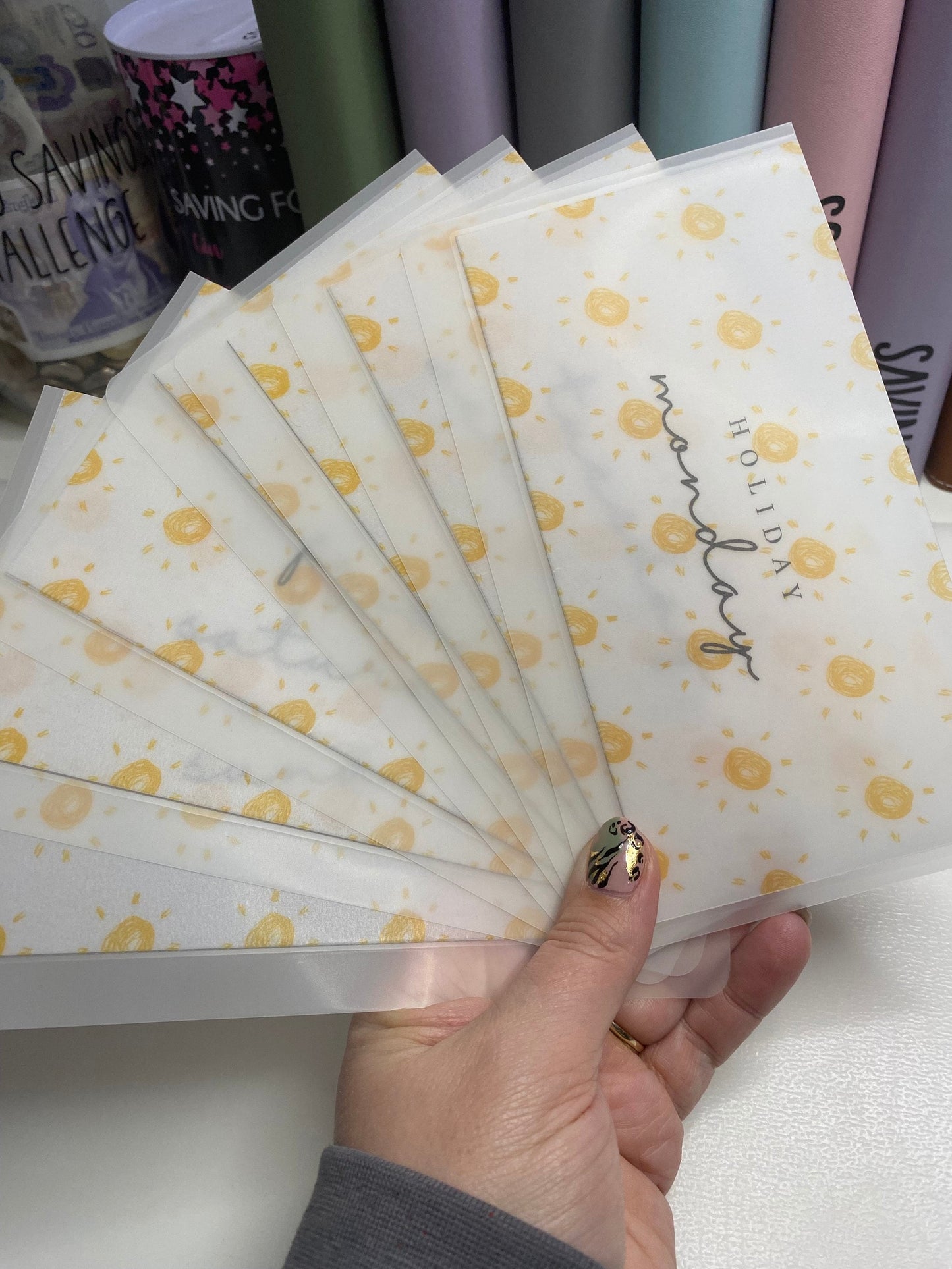 Holiday ‘Days of the Week’ Vellum Wallets, Cash Stuffing