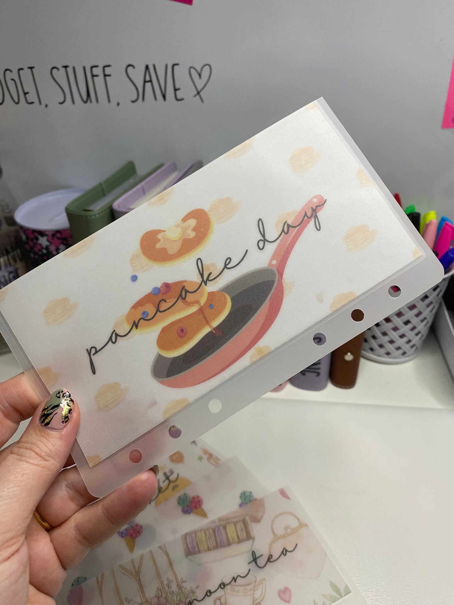 Pancake day Vellum Wallet, Cash Stuffing, Budgeting