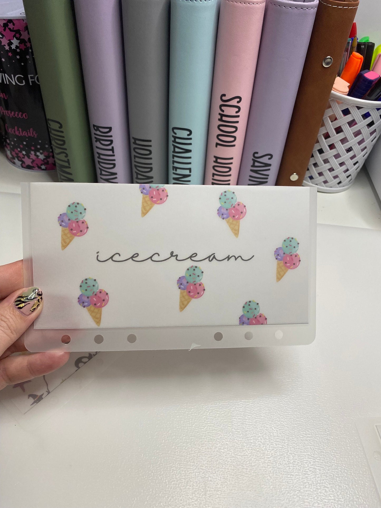 Ice cream Vellum Wallet and Tracker, Cash Stuffing