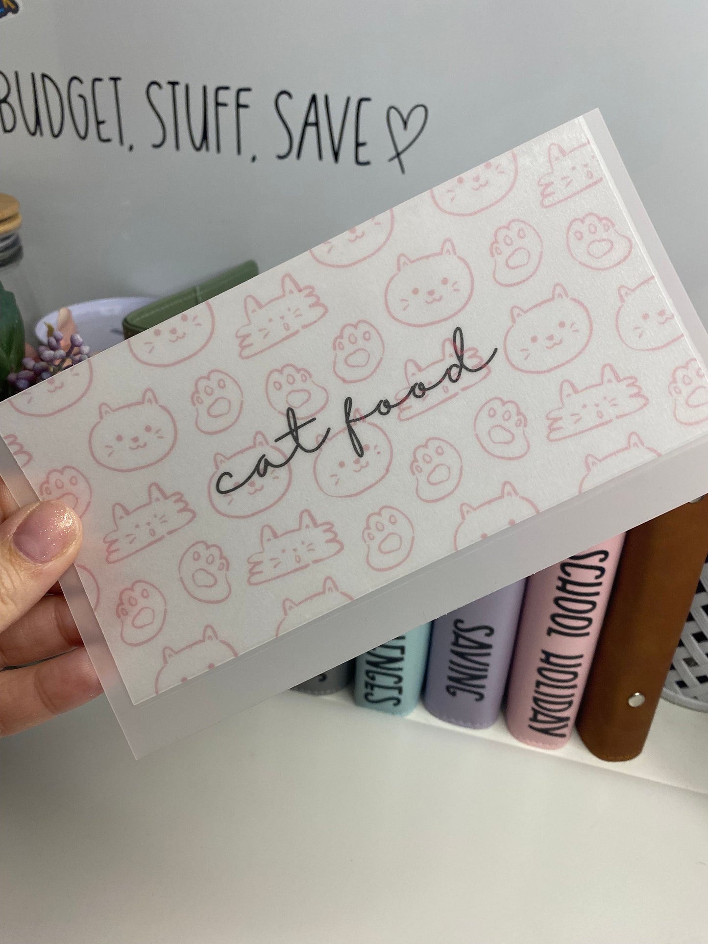 Cat Vellum Wallet, Cash Stuffing, Budgeting
