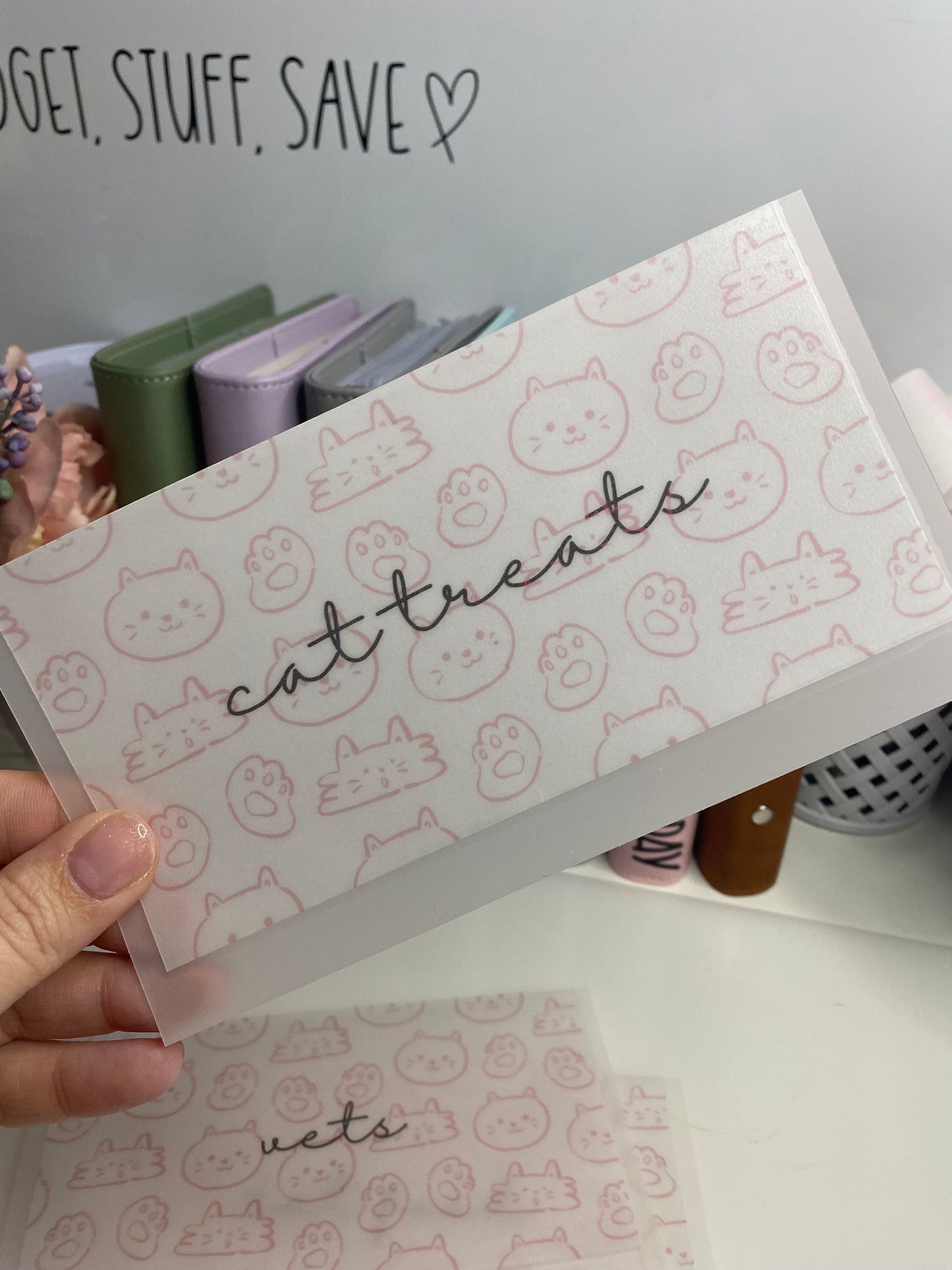 Cat Vellum Wallet, Cash Stuffing, Budgeting