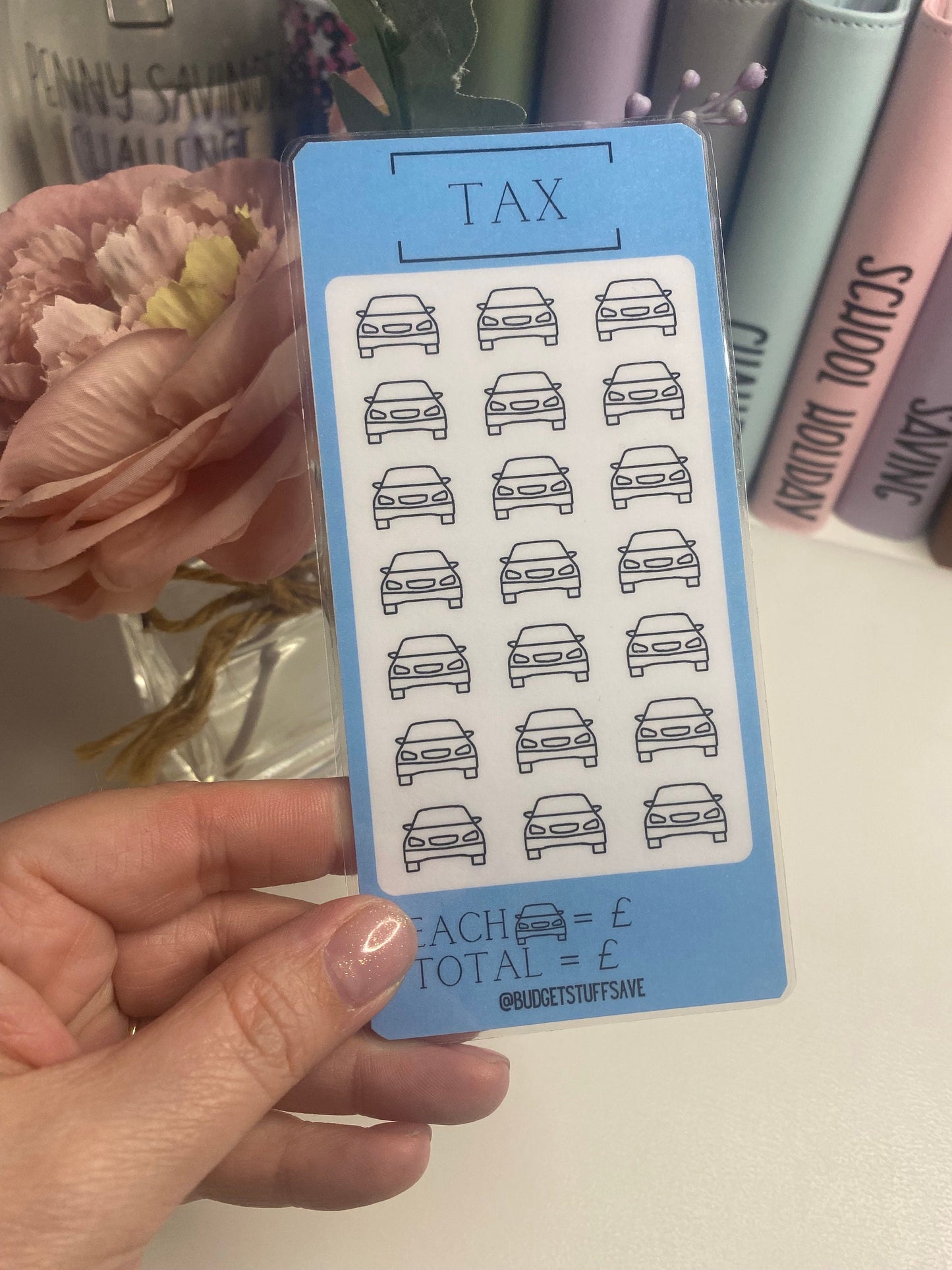 Blue Car ROAD TAX savings tracker, budgeting, Cash stuffing