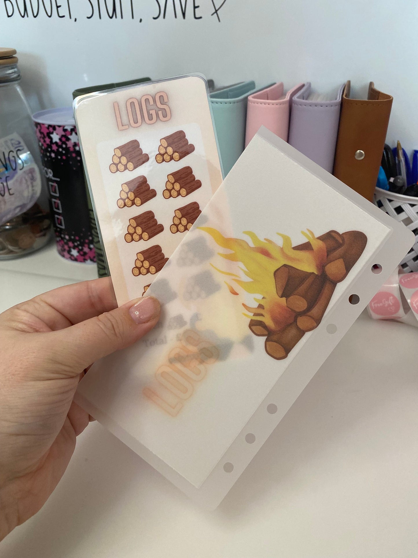 Logs Vellum Wallet, Cash Stuffing