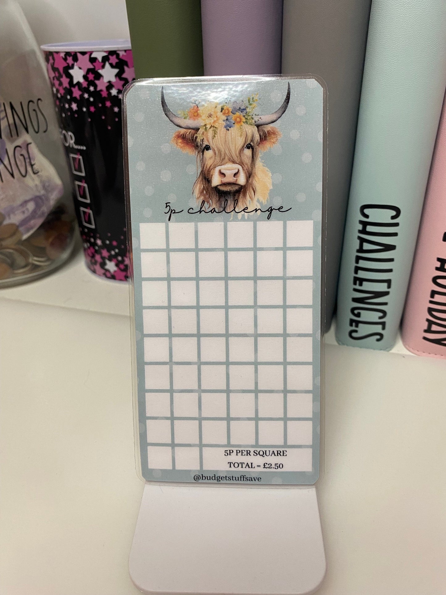 Highland Cow Coin Savings Tracker, Cash Stuffing