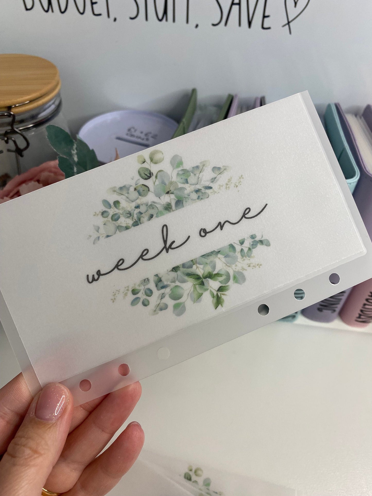 Leafy Green themed Vellum Wallets ***Your choice of wording***