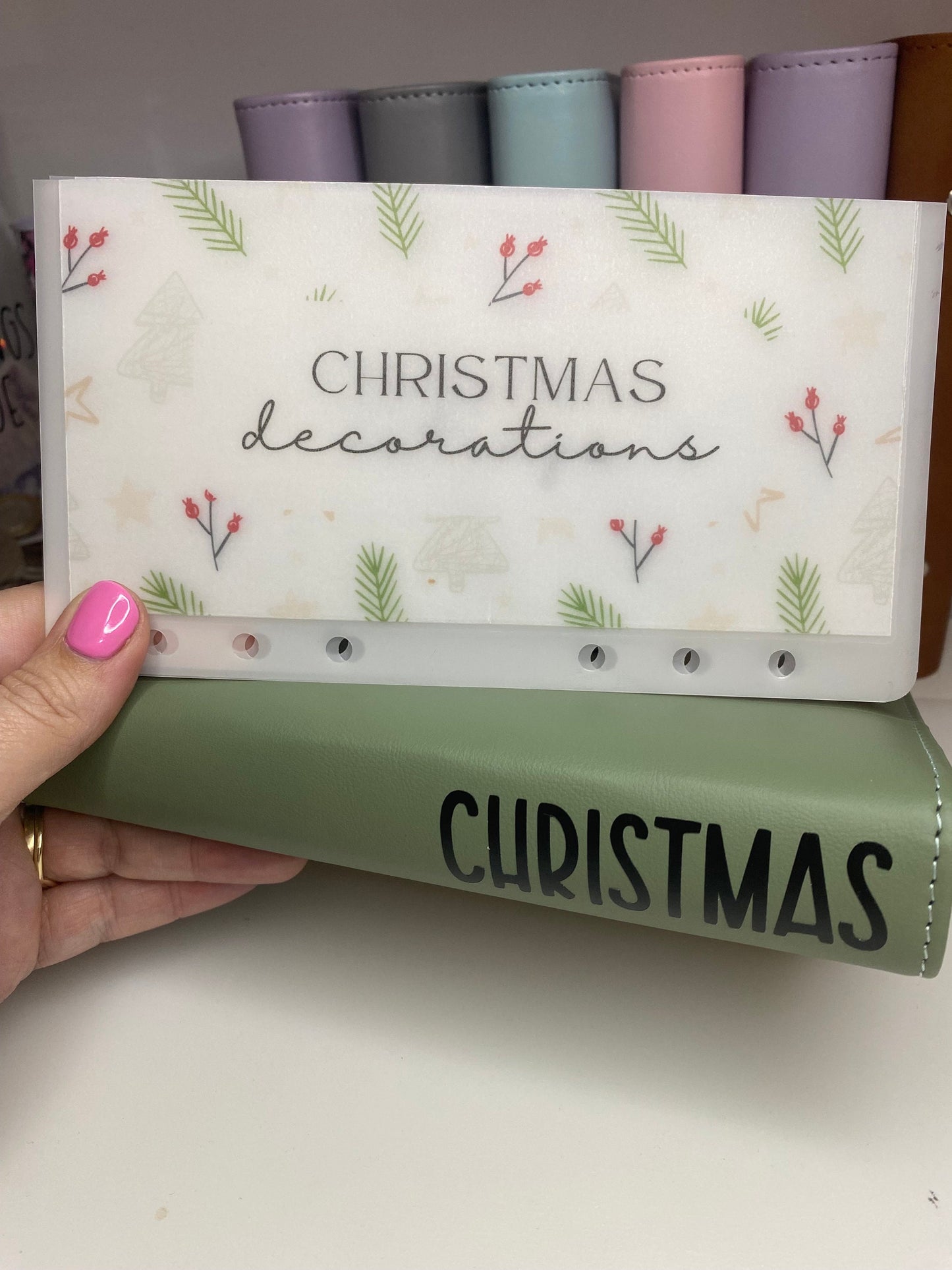 Christmas BUNDLE OF 7 Vellum Wallets, Green Design