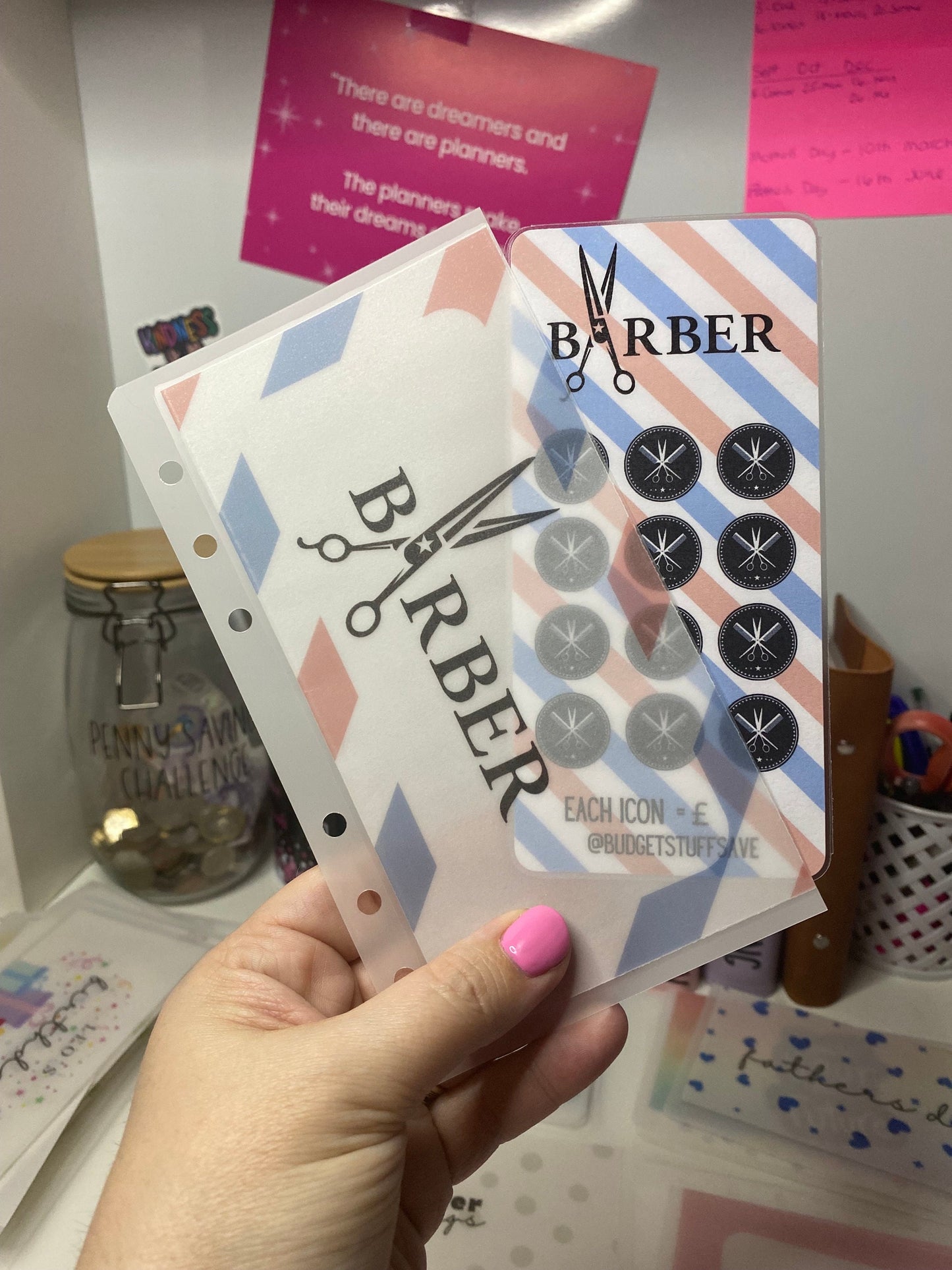 Barbers Vellum Wallet and tracker, Cash stuffing