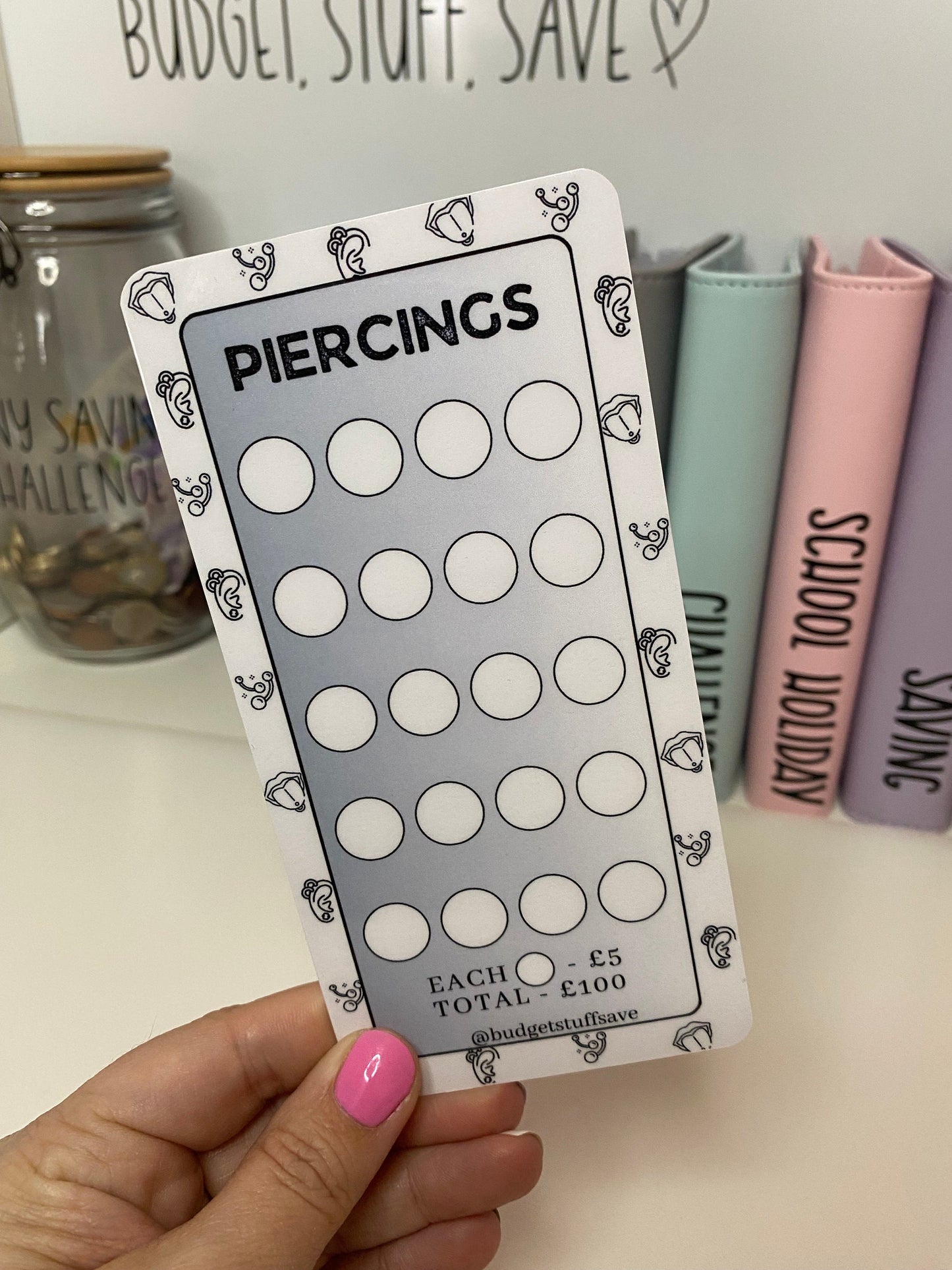 Piercings Savings Tracker, cash Stuffing, Budgeting, A6 binder, Save money, Envelope method, Budget, Challenge