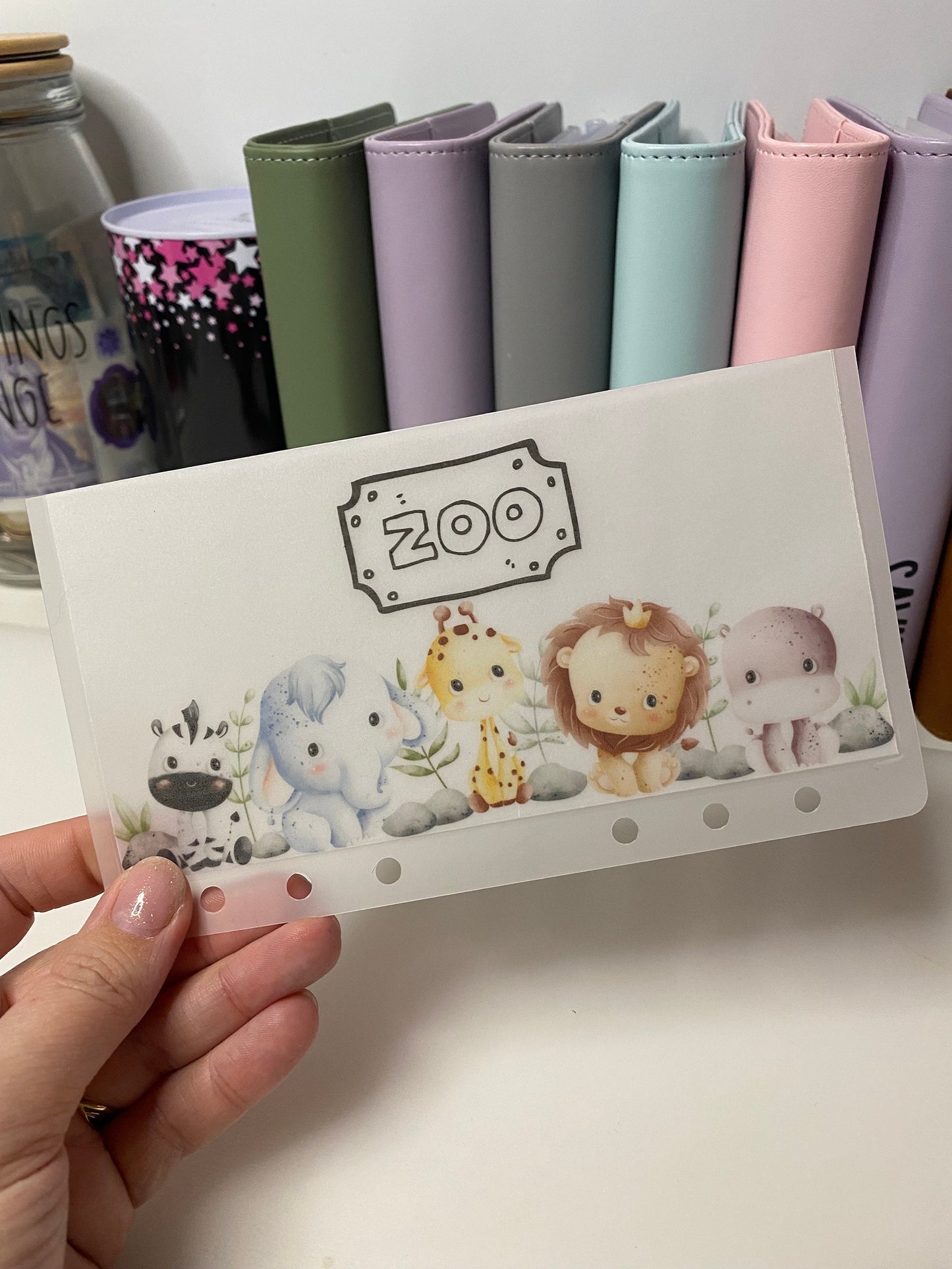 Zoo A6 VELLUM tracker and Wallet, Cute animal design, Cash Stuffing