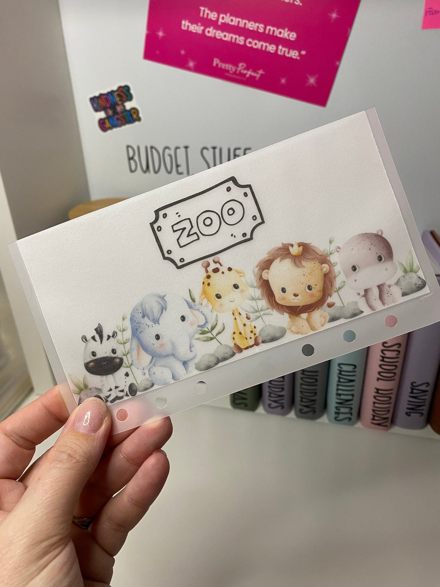 Zoo A6 VELLUM tracker and Wallet, Cute animal design, Cash Stuffing