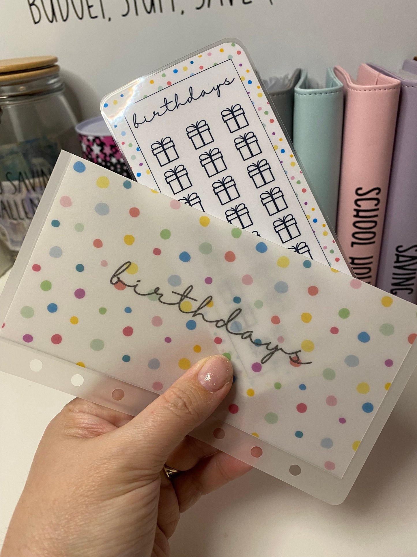 Birthday Tracker and Vellum Wallet, Cash Stuffing