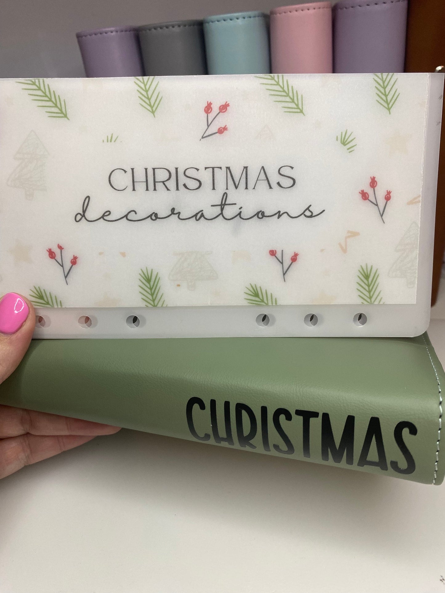 Christmas BUNDLE OF 7 Vellum Wallets, Green Design