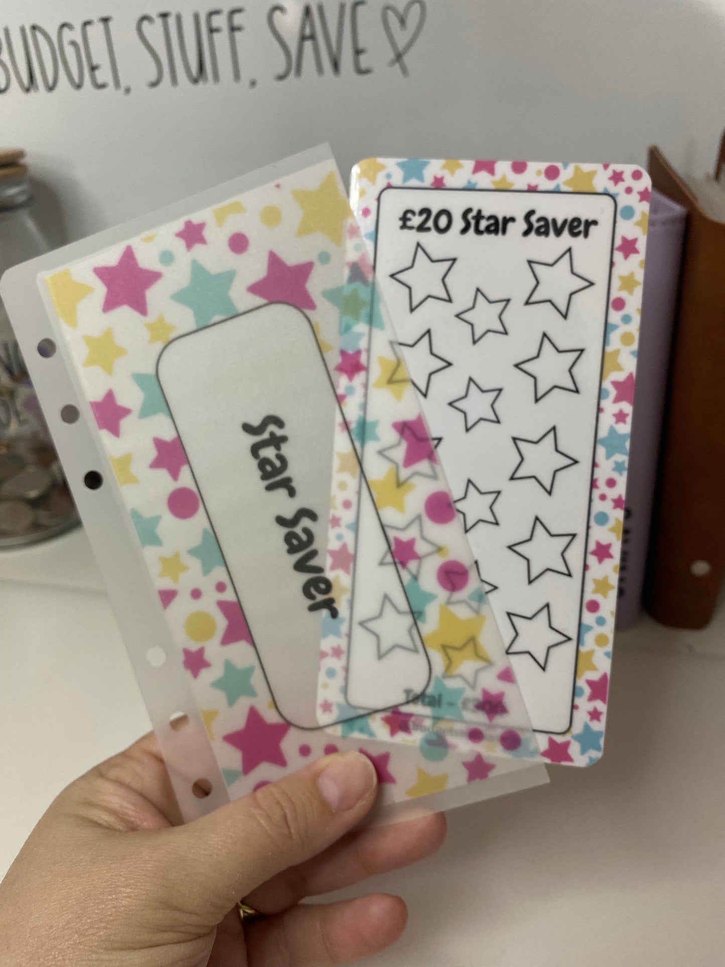 Star Savings Tracker and vellum wallet, Cash Stuffing, Budget Binder Trackers, Save Money, Cash Envelopes, Budgeting