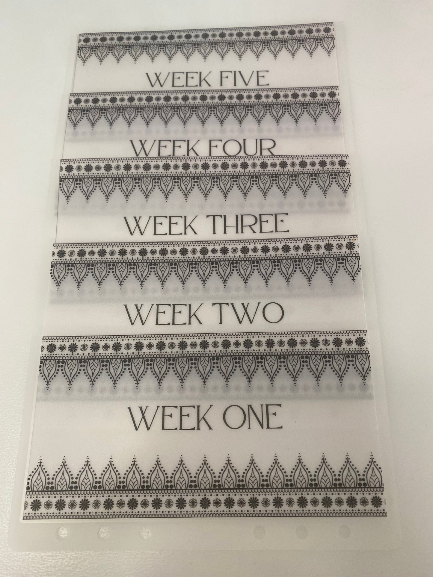 Week 1-5 Mandala Design Vellum Wallets A6 Size