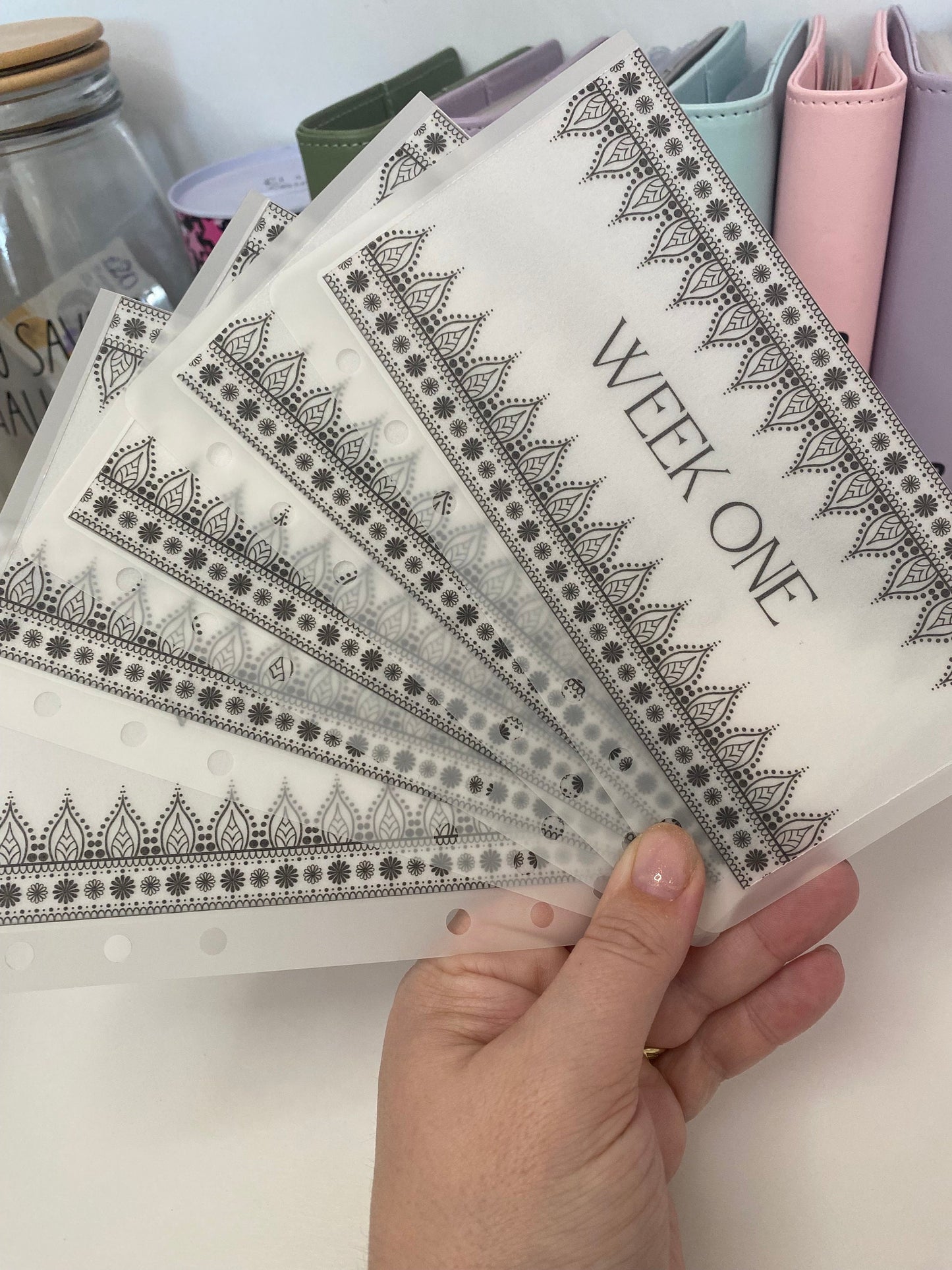 Week 1-5 Mandala Design Vellum Wallets A6 Size