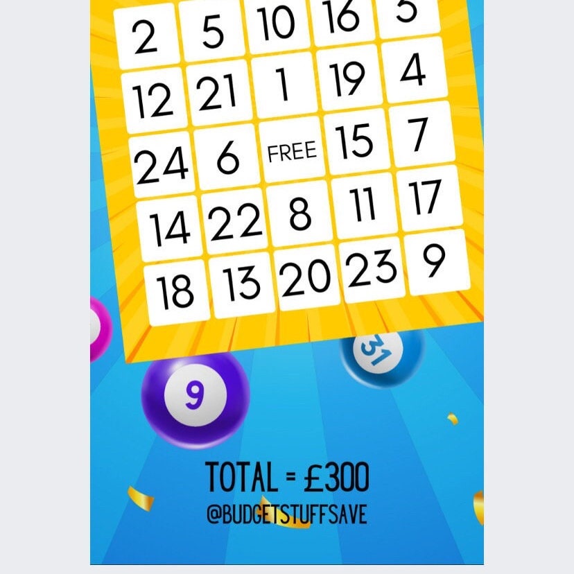 Bingo themed Savings Tracker, cash Stuffing, Budgeting, A6 binder, Save money, Envelope method, Budget, Challenge
