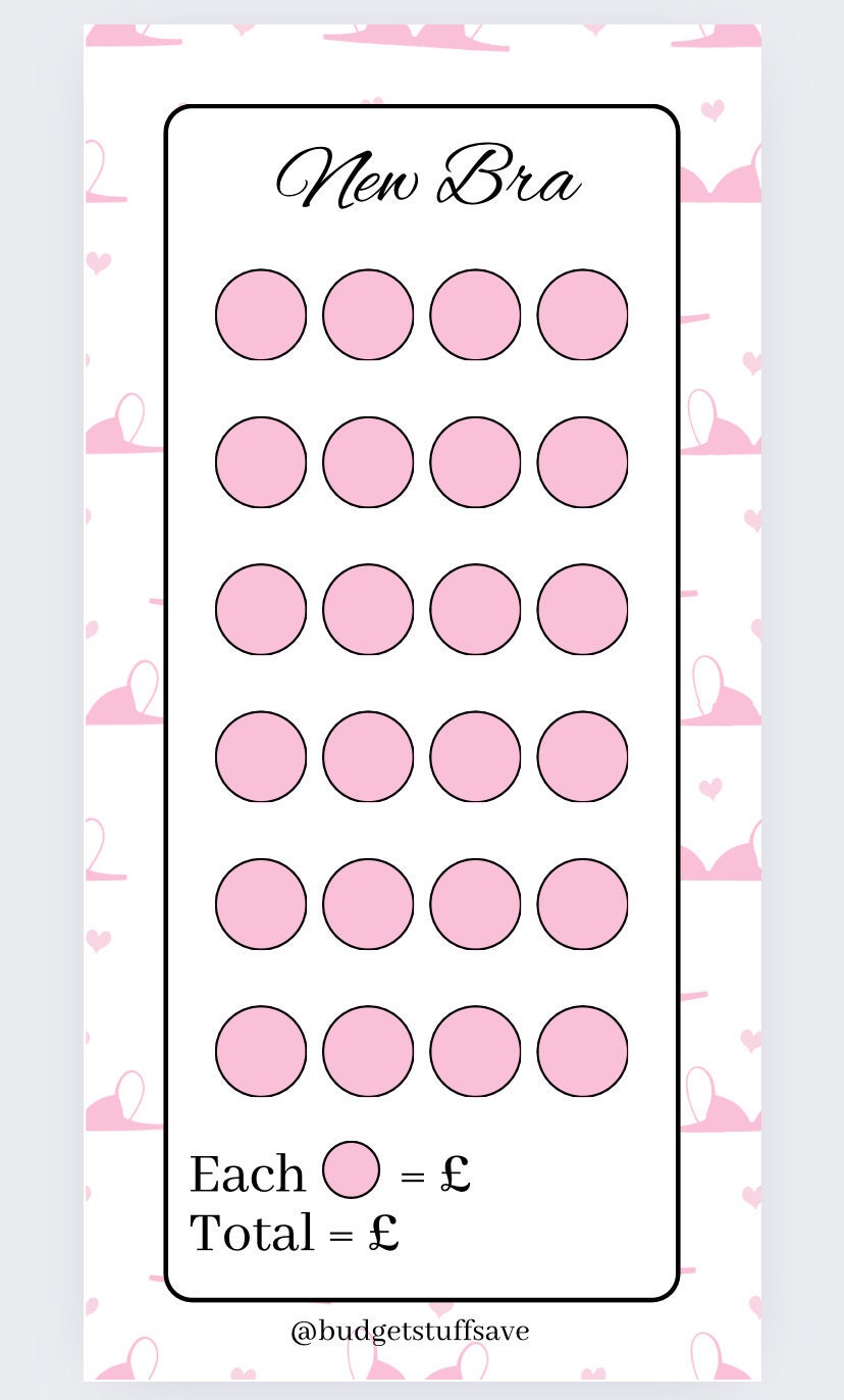 New Bra Savings Tracker, cash Stuffing, Budgeting, A6 binder, Save money, Envelope method, Budget, Challenge