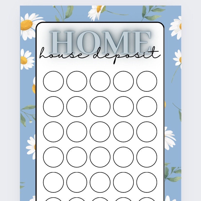 House Deposit Savings Tracker, cash Stuffing, Budgeting