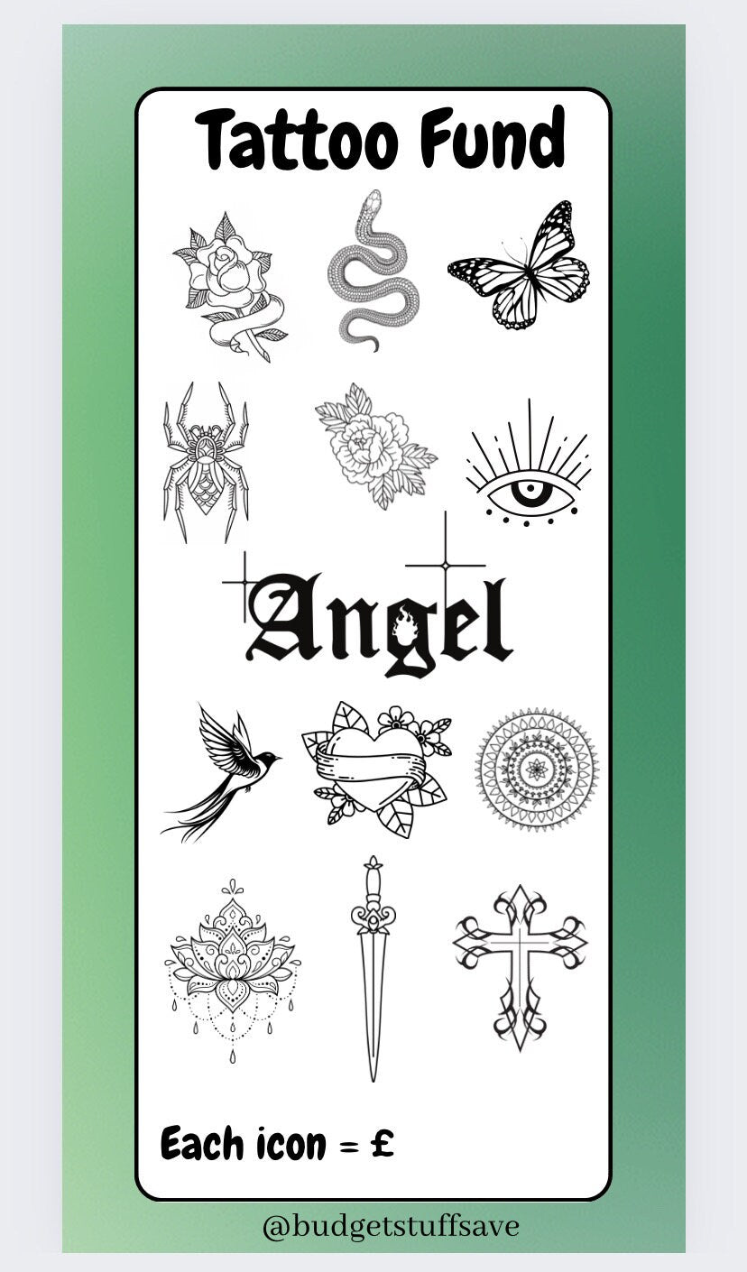 Tattoo Savings Tracker, cash Stuffing, Budgeting, A6 binder, Save money, Envelope method, Budget, Challenge