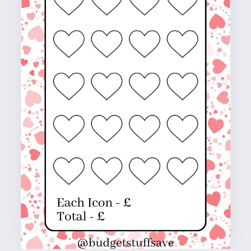 Valentines Day Savings Tracker, cash Stuffing, Budgeting, A6 binder, Save money, Envelope method, Budget, Challenge