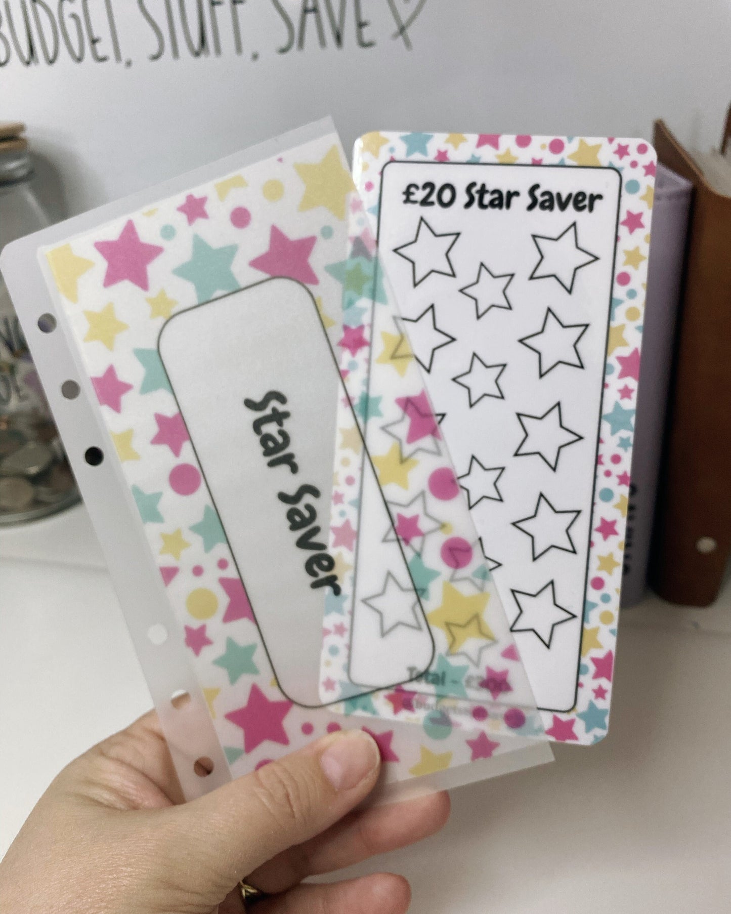 Star Savings Tracker and vellum wallet, Cash Stuffing, Budget Binder Trackers, Save Money, Cash Envelopes, Budgeting