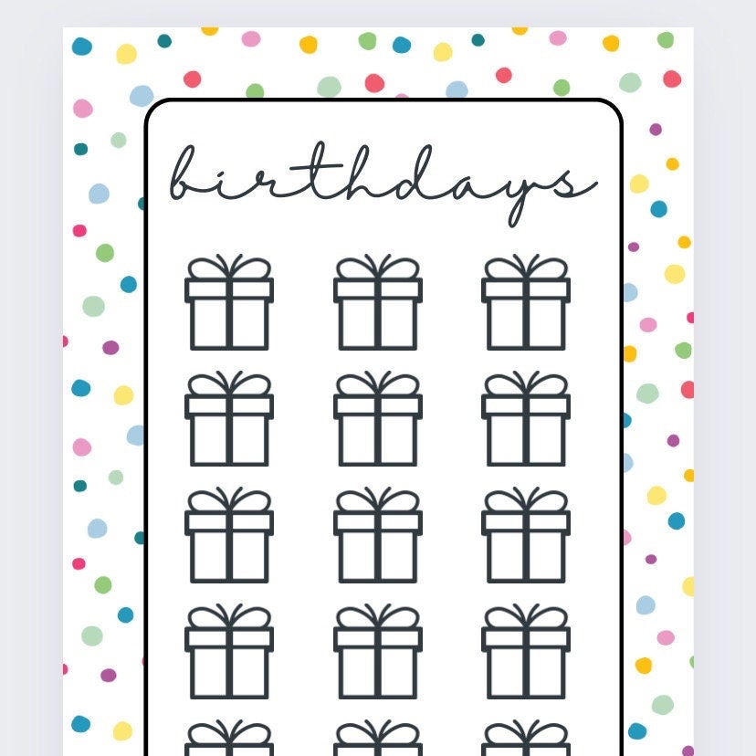 Spotty Birthday Tracker and Vellum Wallet, Cash Stuffing