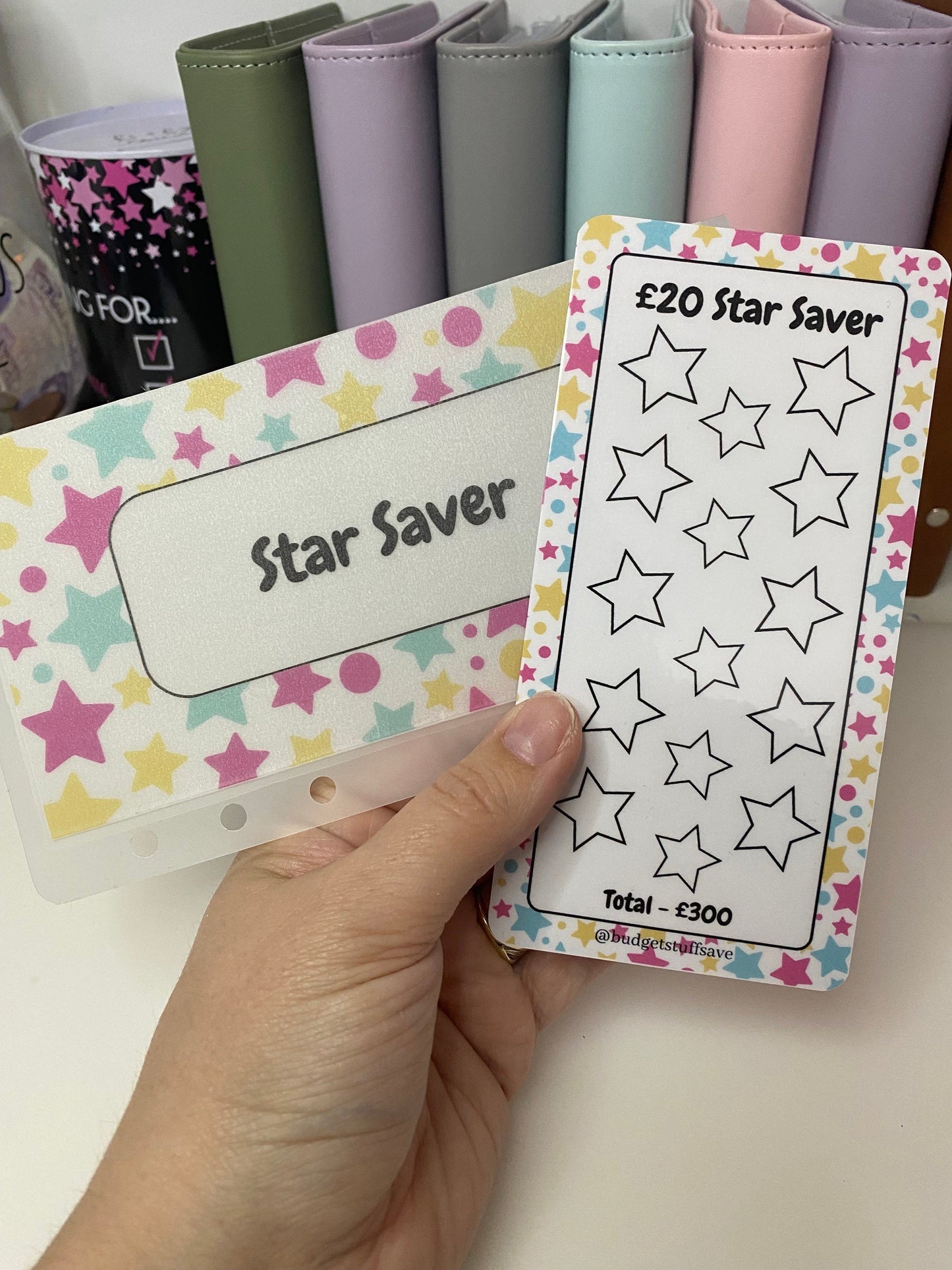 Star Savings Tracker and vellum wallet, Cash Stuffing, Budget Binder Trackers, Save Money, Cash Envelopes, Budgeting