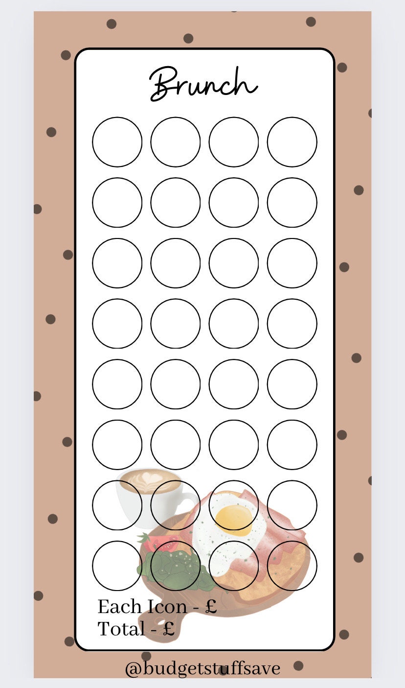 Brunch Savings Tracker, cash Stuffing, Budgeting, A6 binder, Save money, Envelope method, Budget, Challenge