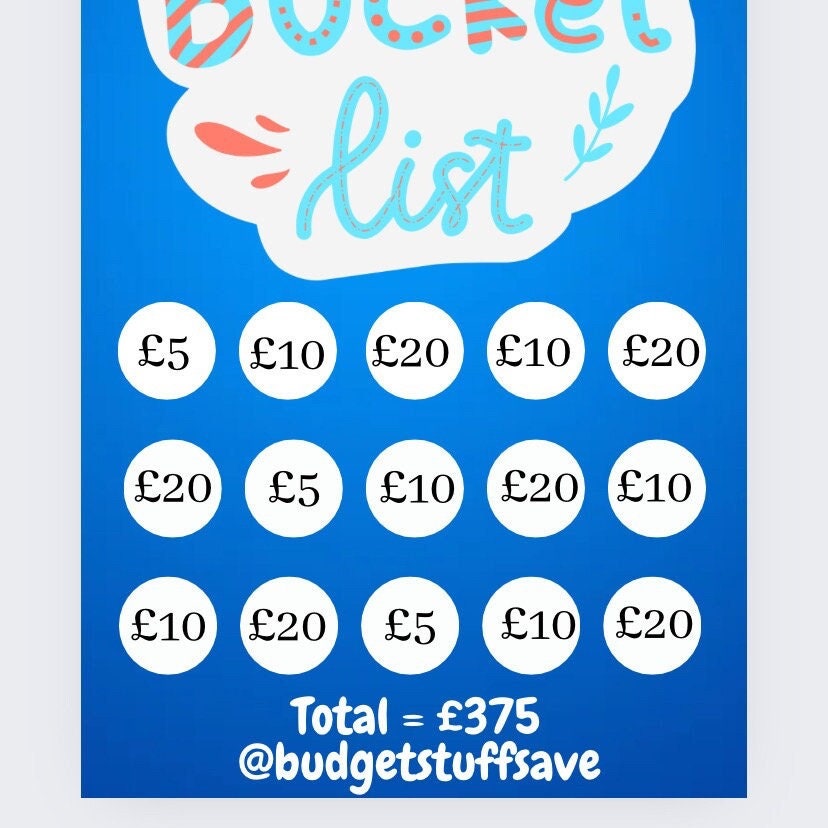 Bucket List Savings Tracker, Cash Stuffing, Budgeting
