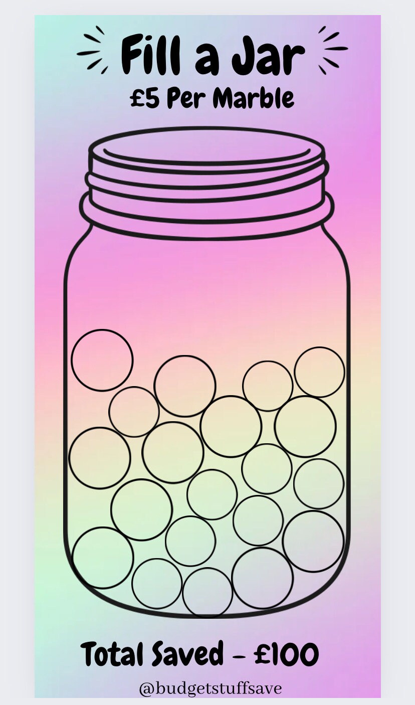 Fill a Jar Savings Tracker, cash Stuffing, Budgeting, A6 binder, Save money, Envelope method, Budget, Challenge