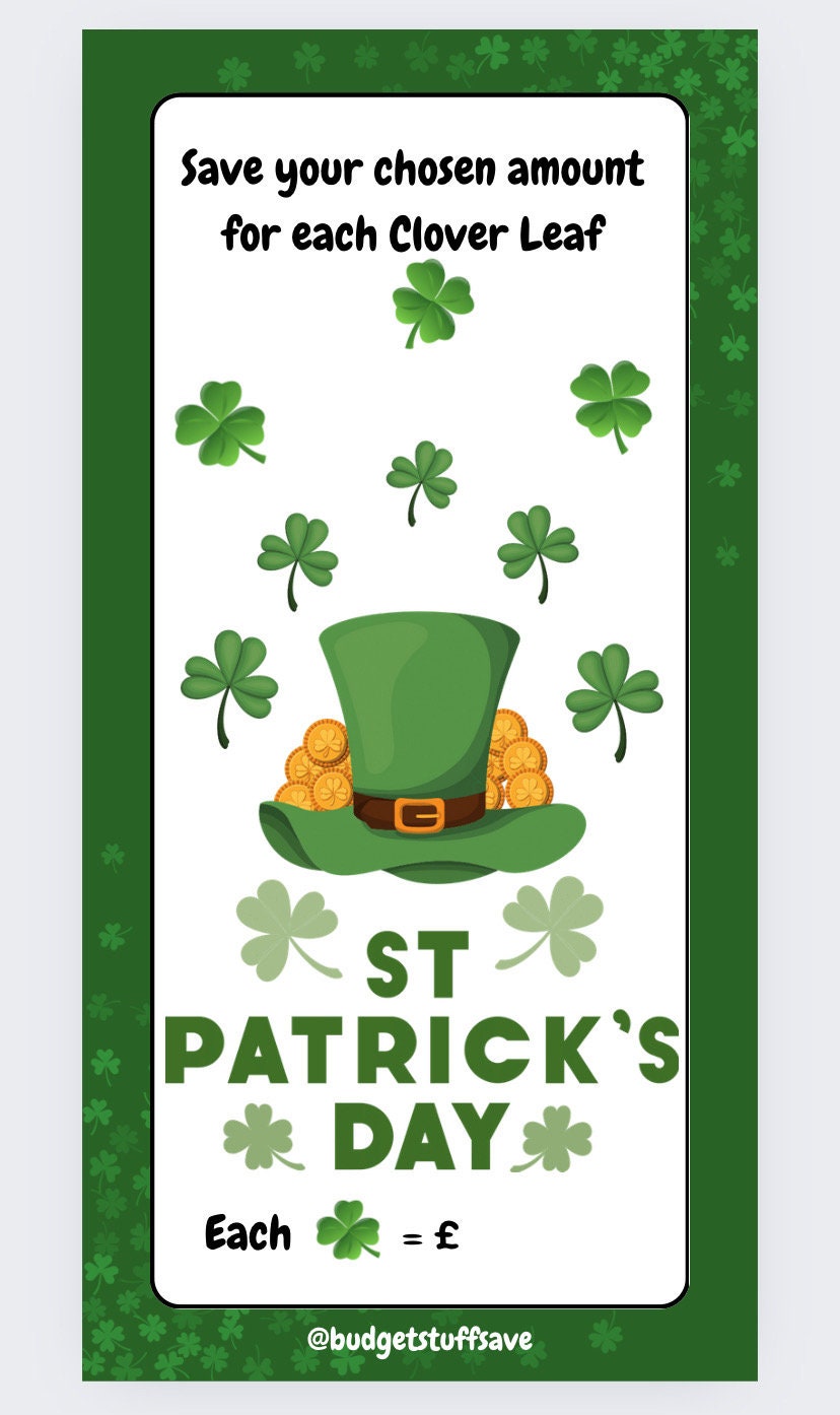 St Patrick’s Day Savings Tracker, cash Stuffing, Budgeting, A6 binder, Save money, Envelope method, Budget, Challenge
