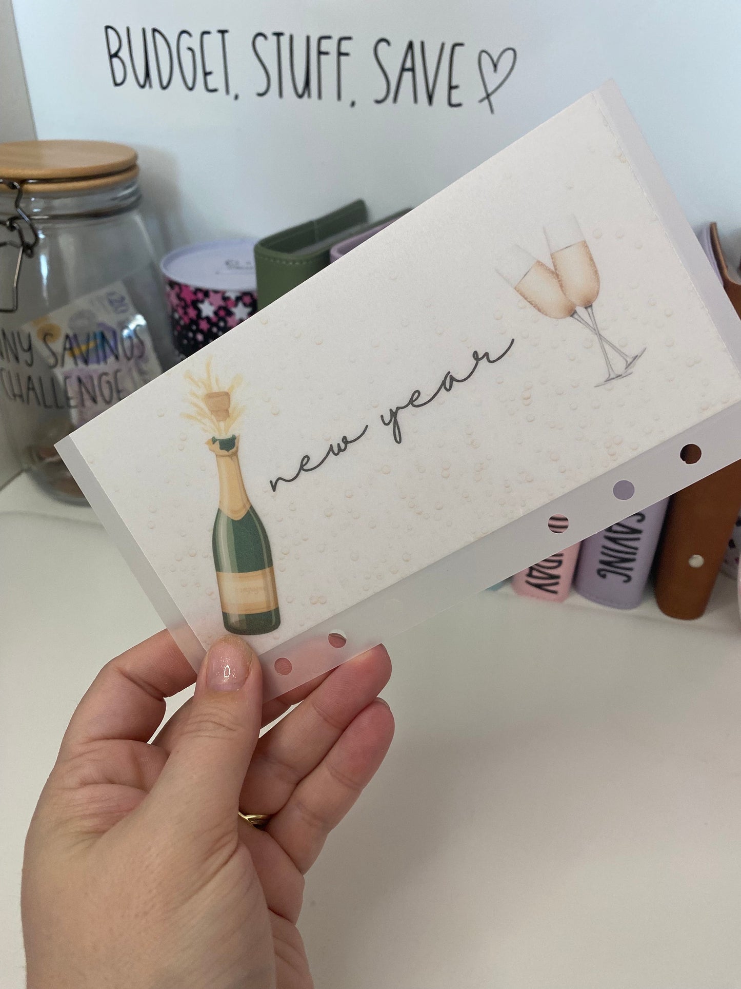 New Year A6 VELLUM Wallet, Cash Stuffing