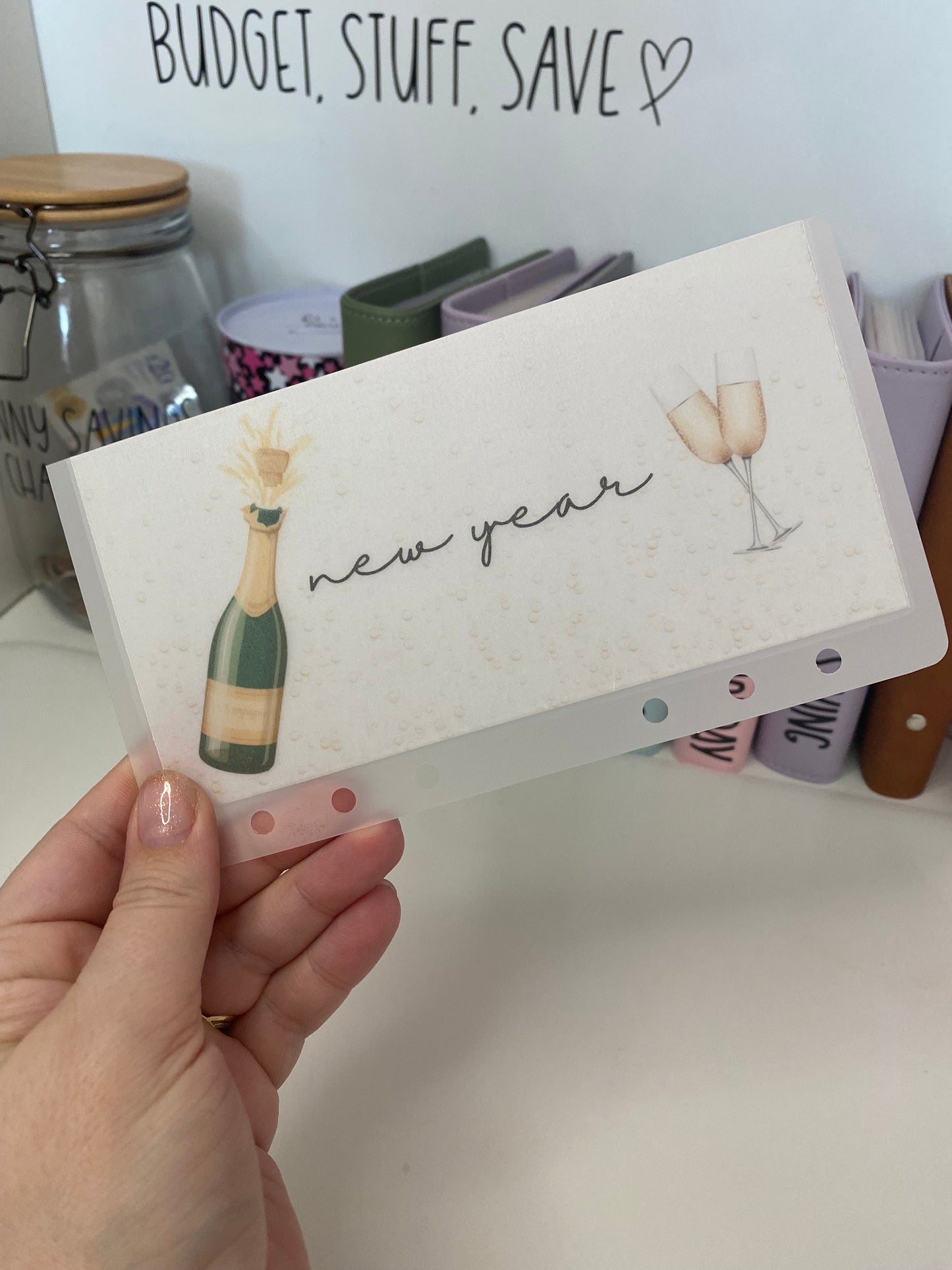 New Year A6 VELLUM Wallet, Cash Stuffing