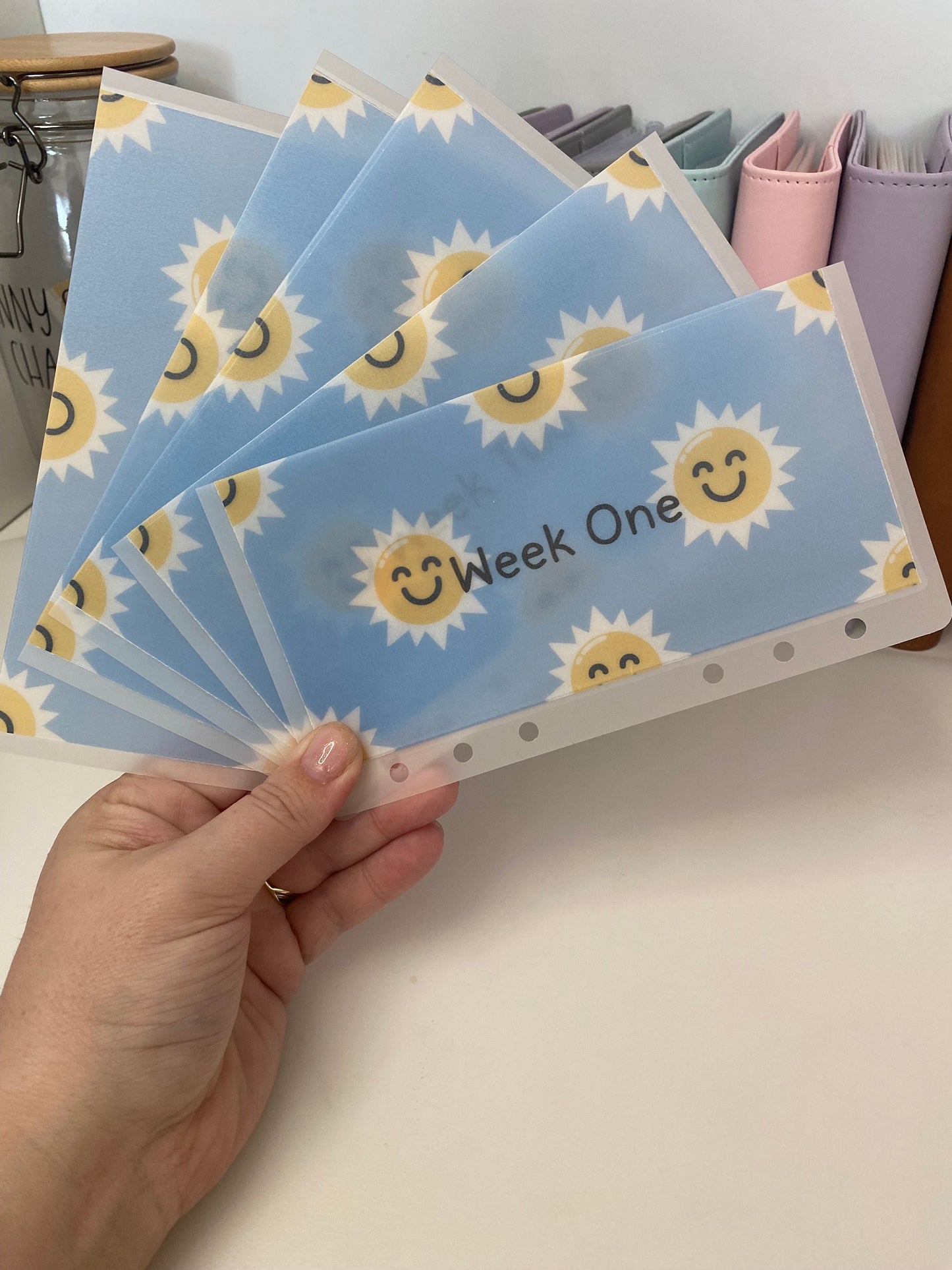 Week 1-5 SUNSHINE Vellum Wallets, weekly/monthly cash stuffing
