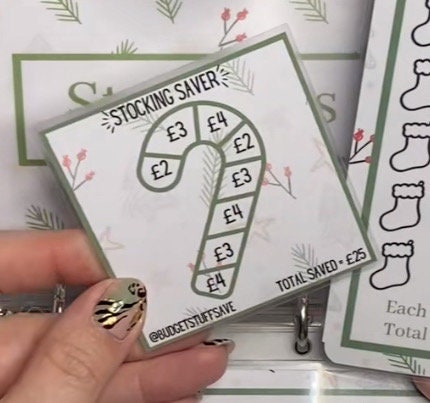 White Mini Stocking Tracker, Cash Stuffing, Budgeting, Budget Binder, Tracker, Save, Money, Challenge