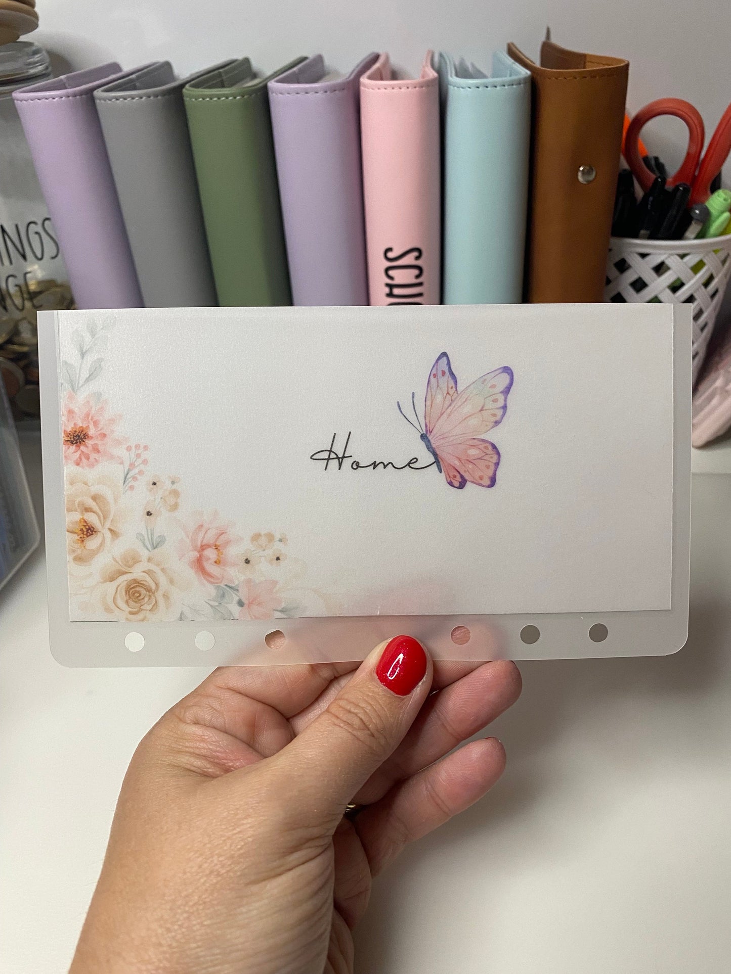 Peach Butterfly A6 VELLUM Wallet, Cash Stuffing