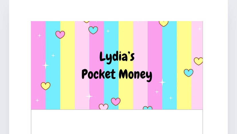 Pocket money vellum Wallet, Cash Stuffing, Budgeting