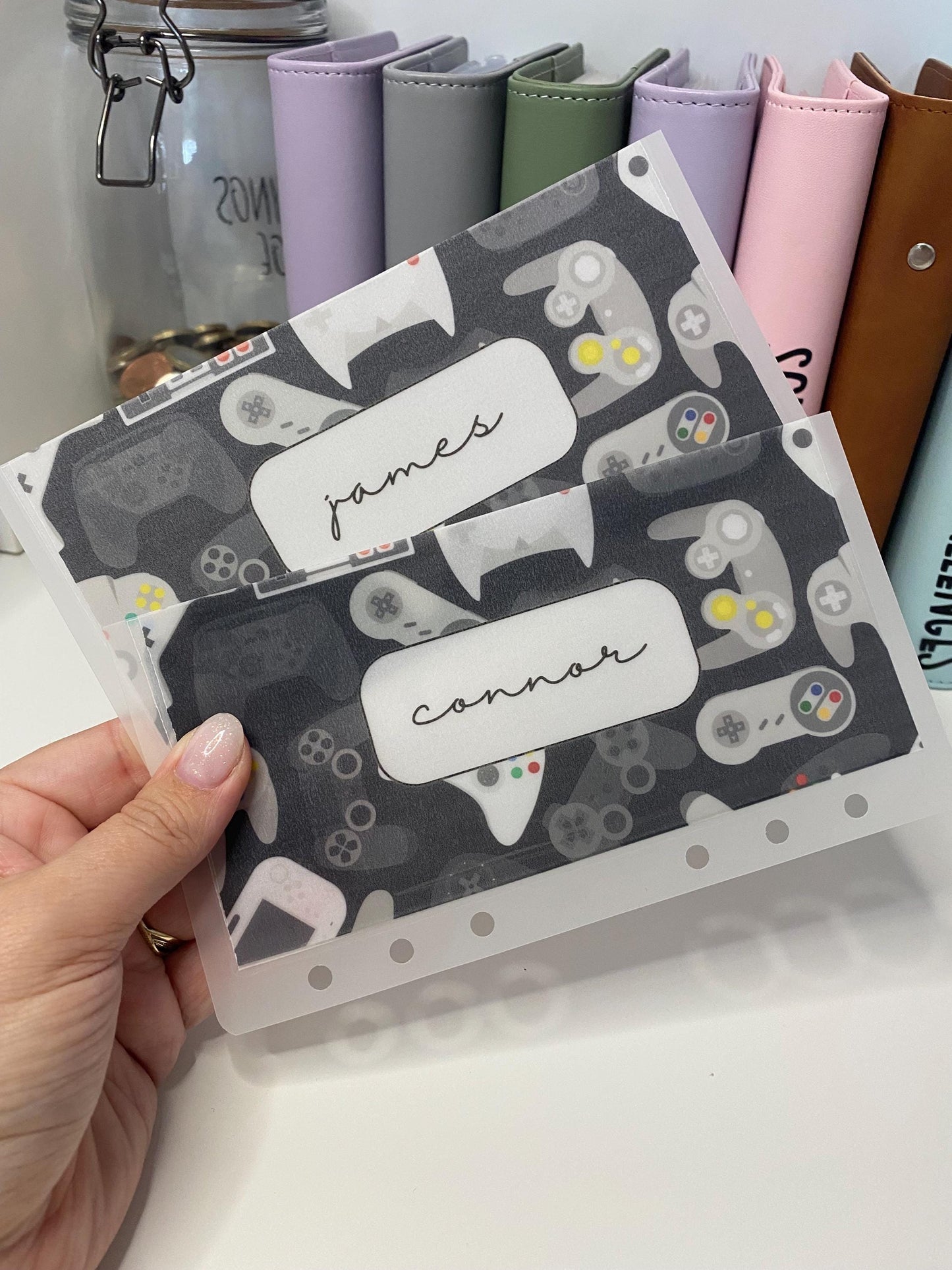 A6 Personalised Gamer Vellum Wallets for Cash Stuffing, Budgeting, Wallets, Save, Cash, Organise